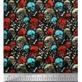 thumbnail image 1 of Soimoi Rayon Fabric Bone,Floral & Skull Halloween Print Sewing Fabric Yard 56 Inch Wide, 1 of 3