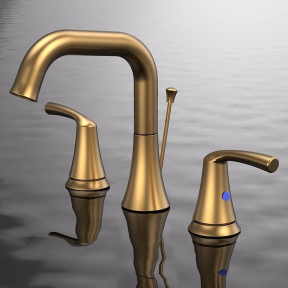 Fithood Bathroom Faucet 3 Hole - Bathroom Sink Faucet 2-Handle 3-Hole, Brushed Gold Widespread 8 Inch Bathroom Faucet with Pop Up Drain Assembly, Lavatory Bathroom Vanity Sink Faucet, 100% Lead-free