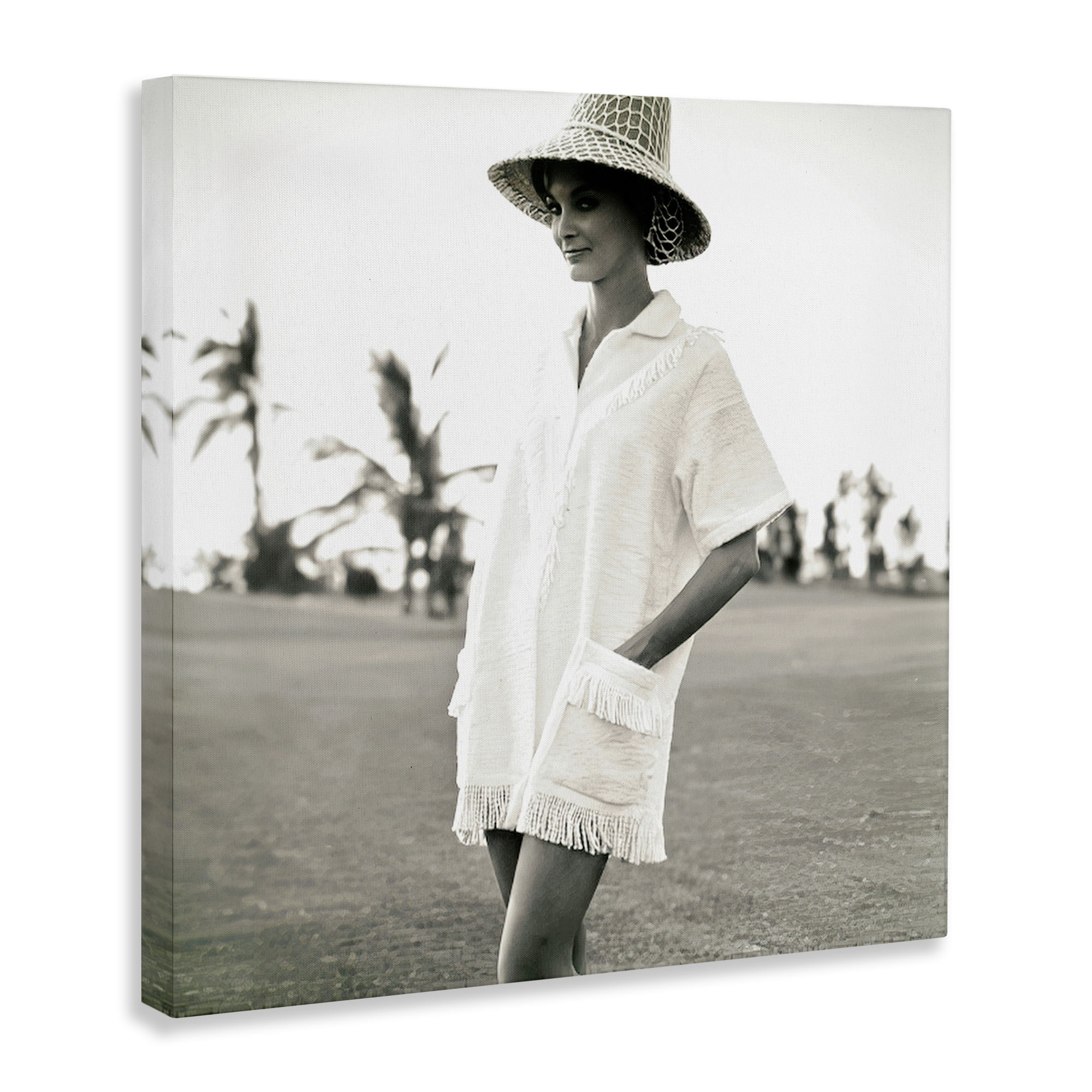 Stupell Industries Beach Beauty in Sepia People Photography Wrapped Canvas Art Print Wall Art, 36 x 36