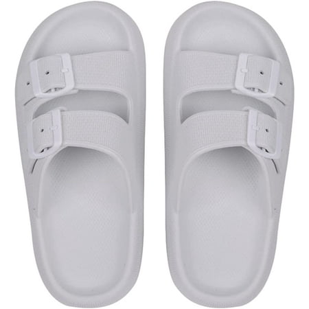 

PIKADINGNIS Double Buckle Sandals Thick Sole Adjustable Buckles Cloud Slides Slippers For Women Man