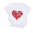 thumbnail image 1 of Camiseta de Manga Corta de Cuello Redondo Impresa para las Mujeres Día de San Valentín, Mezcla Ligera de Poliéster para Primavera Verano Otoño, 1 of 7