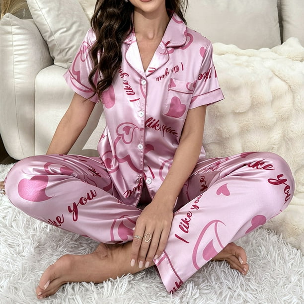 DIYKST Tie Dye Pajamas Set for Women Cute Valentines pj Sets Nightwea