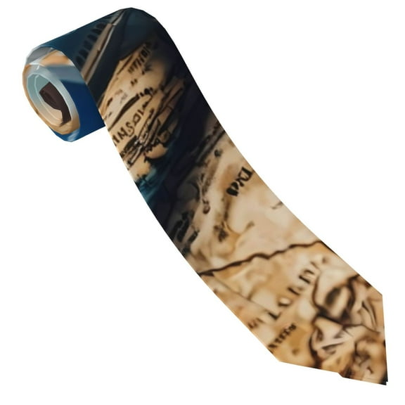 Xecao Airplane World Map Adventure Print Tie For Men Necktie Woven Jacquard Neck Ties,Classic Men's Tie