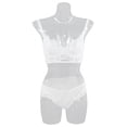 thumbnail image 4 of Underwear Bra Set Unlined Underwire Bra Lace Bralette Lace Bra Set Underwear Floral Adjustable Strap V Neck Sheer Bra Panty Set For Women White 75B, 4 of 8