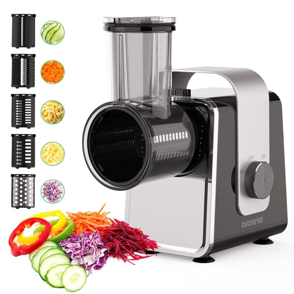 Electric Cheese Grater, Electric Slicer Shredder with 5 Versatile Blades, Electric Slicer Shredder, Digital Salad Machine for Fruits, Vegetables, Cheeses