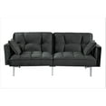 thumbnail image 4 of US Pride Furniture Bernal 75.6"W  Velvet Futon Sofa Bed Sleeper Black/Black, 4 of 5