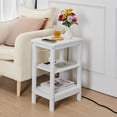 thumbnail image 4 of VECELO Nightstand with Charging Station, Set of 2 End Table with USB Ports and Outlets, 3-Tier Storage Side Table for Living Room, Bedroom, White, 4 of 11