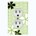 thumbnail image 1 of Metal Light Switch Plate Cover Japanese Flower Pattern Green Wallpaper FLW039, 1 of 13