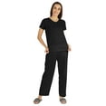 thumbnail image 5 of Inkmeso Womens 2Pcs Solid Nightwear Set Short Sleeves Top & Pajama Sets Soft Cotton Loungewear, 5 of 7