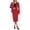Red, variant on Women’S 2-Piece Business Casual Outfit Set, Long Sleeve Open Front Blazer Cardigan With High Waist Pencil Midi Skirt, Soft Wrinkle-Resistant Polyester Fabric, 2pcs, Sizes S M L XL XXL