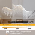 thumbnail image 5 of ACE-LIGHTS,36.2-inch,3360 Lumen,Height Adjustable Wave Shaped Crystal Chandelier with Stainless Steel Base & K9 Crystal,Luxury Modern Pendant Light,Fancy Hanging Ceiling Lamps(Chrome), 5 of 9