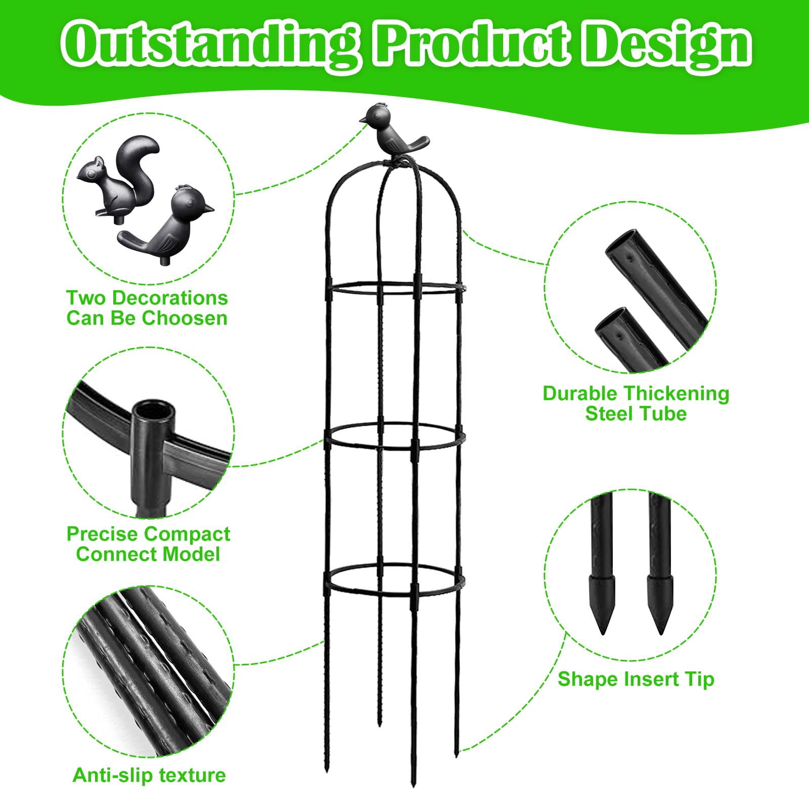 4.26ft Adjustable Metal Garden Trellis for Climbing Plants - Rustproof PE Coated Metal Plant Cages,indoor/Outdoor Plant Support for Roses, Vines, Vegetables