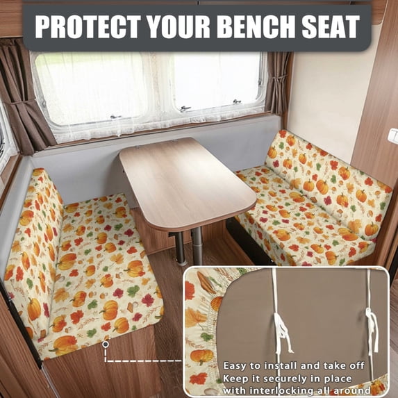 HELLHERO Pumpkin Couch Cushion Covers Soft RV Dinette Cushion Covers, Stretch, Suitable for Camper Loveseat, Fit for Booth Seats RV Camper Car Bench