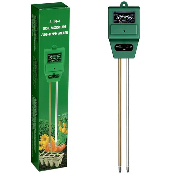 3-in-1 Plant Moisture/Light/Meter, Soil Test Kit for Gardening, Farming, Indoor & Outdoor Use