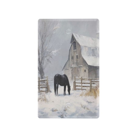 Light Switch Cover Switch Plate Outlet Cover Plug Cover for Electrical Unused Outlet Cover Black Horse and an Old Barn