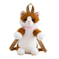 thumbnail image 2 of Mochila informal con forma de gato para mujer, ideal para [rango de edad], con un animal de peluche. Marrón, 2 of 9