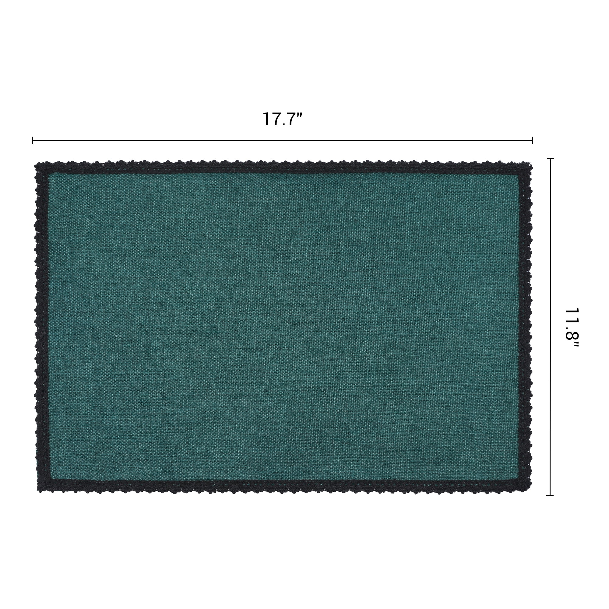 Unique Bargains Farmhouse Placemats 6pcs Cotton and Linen Dark Green 17.7"x11.8"