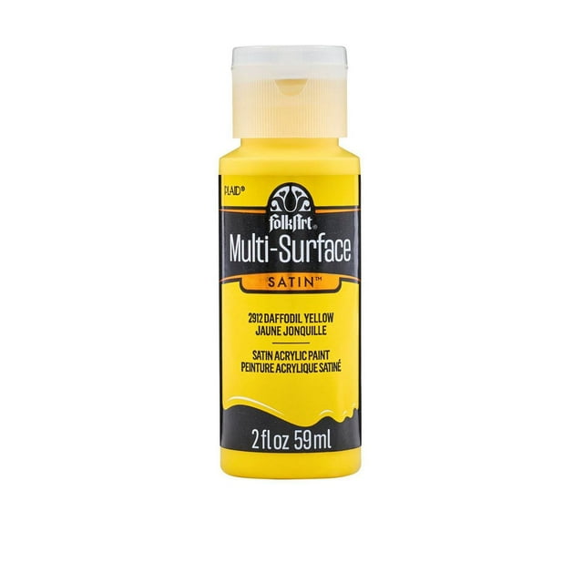 FolkArt Multi-Surface Satin Acrylic Paint, 2 fl. oz., Daffodil Yellow
