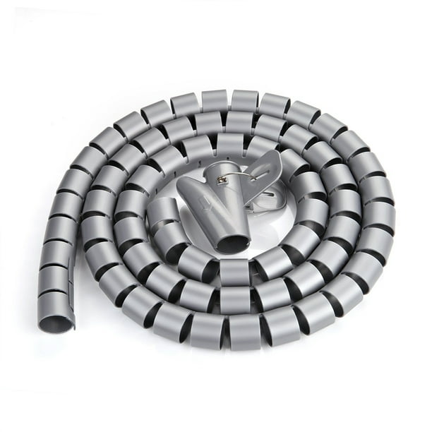 10mm Flexible Spirale Tube Câble Câble Wrap Ordinateur Gérer Cordon Gris 1,5M w Clip