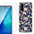thumbnail image 1 of Slim-Fit Gel TPU Phone Case for TCL 4X 5G, with Tempered Glass Screen Protector, by OneToughShield ® - Floral Garden, 1 of 3