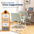 thumbnail image 5 of Ktaxon Office Chair with Chenille Fleece Upholstery, Flip-Top Armrest Desk Chair on Metal Star Base, Adjustable Height & Quiet Casters for Home Study Blue-Green, 5 of 8