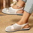 thumbnail image 6 of Samdudou Womens Casual Shoes Closed Toe Slingback Woven Faux Leather Upper Adjustable Strap Vintage Metallic Buckle Detail Flat Sole Daily Walking Dressy Summer Footwear, 6 of 7