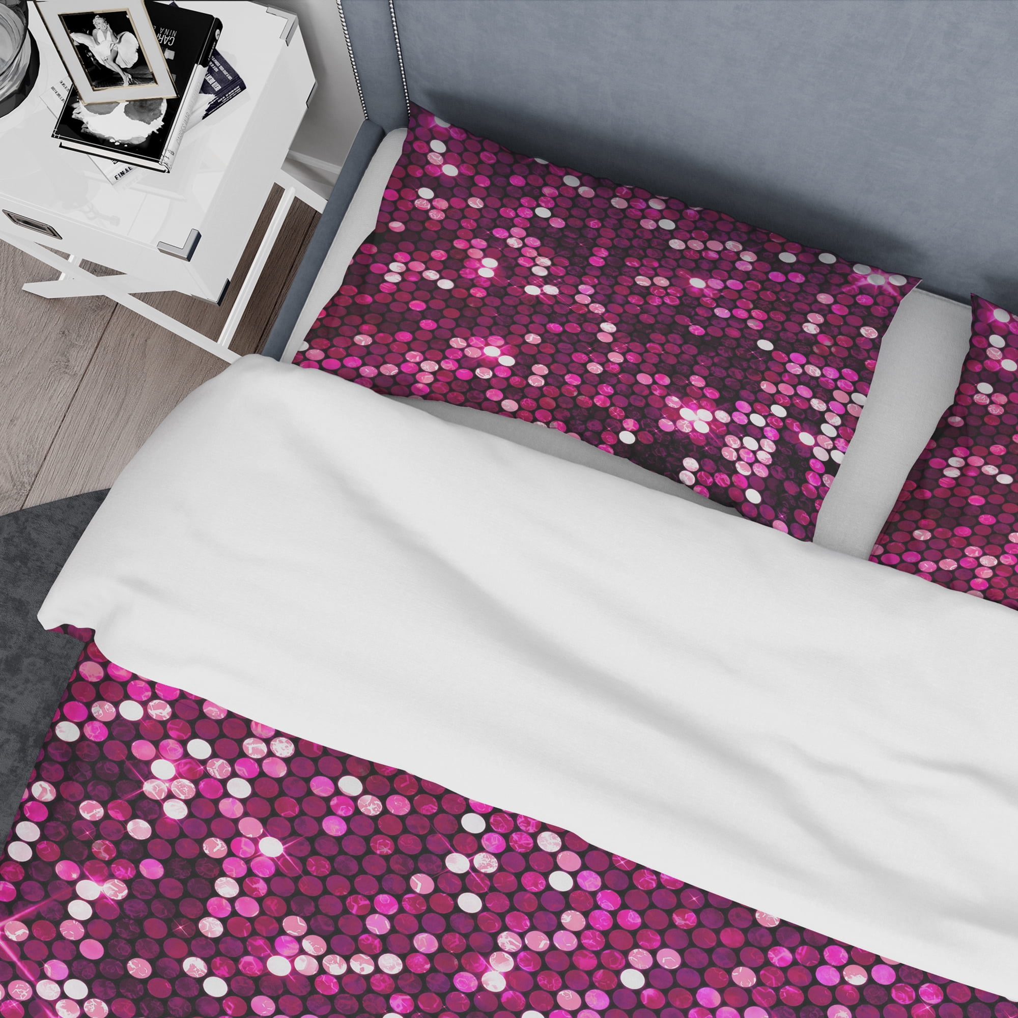 Designart 'Pink Sparkle Glitter ' Mid-Century Modern Duvet Cover Set