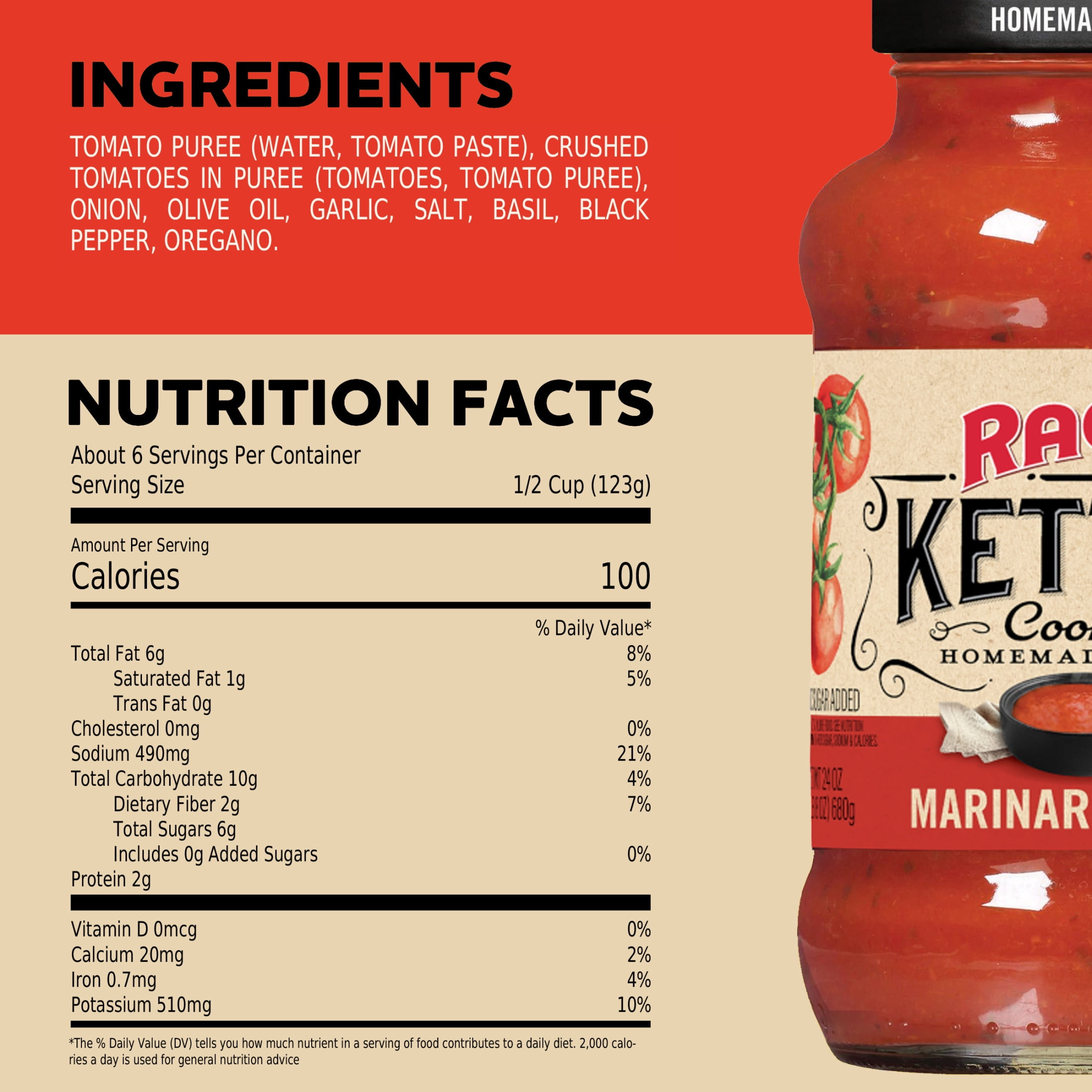 (4 pack) RAGU Kettle Cooked Marinara Pasta Sauce, 24 oz