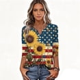 thumbnail image 4 of 250th Anniversary USA Shirts Women 3/4 Sleeve T-Shirts Casual Red White and Blue Print Pullover 4th of July Celebration Party Tops Independence Day Patriotic V Neck Blouses Yellow M, 4 of 5