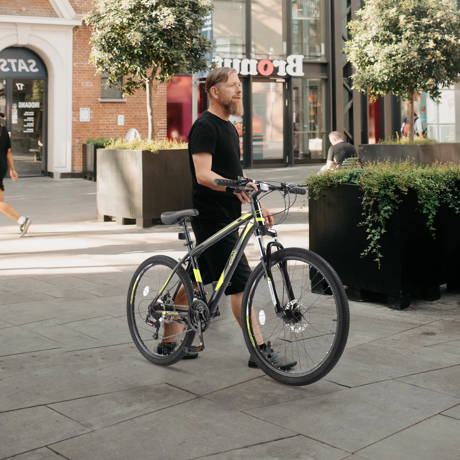 UBesGoo 26 inch Mountain Bike with 21-Speed, Dual Disc Brake, High-Carbon Steel MTB Bicycle, Yellow