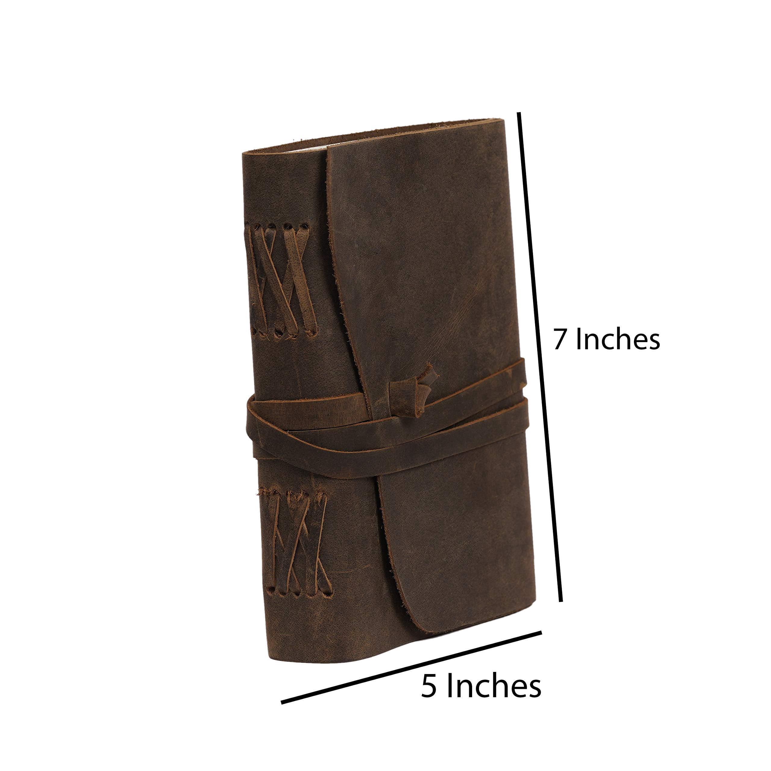 RusticVintage Leather Journal Travel Diary, Handmade Vintage Bound Notebook For Men & Women, Antique Finish, Genuine Buffalo Leather- Quality Unlined Paper Perfect Notes, Art Sketchbook, 8X6 Inches