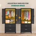 thumbnail image 4 of SUNCROWN 71" Storage Armoire Wardrobe Cabinet with 2 Doors & 2 Large Drawers, Freestanding Closet Organizer with Handles, Waterproof Storage Cabinet for Bedroom, Bathroom（Black), 4 of 9