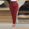 thumbnail image 1 of WILLBEST Pantalones Casuales de Mujer, Pantalones de Trabajo Cortos de Cintura Alta, Pantalones Con Cremallera, Pantalones Casuales Holgados, Cintura Elástica, Pierna Ancha, Moda Con Bolsillo, 1 of 4