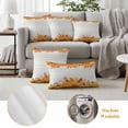 thumbnail image 6 of Fall Pumpkin Outdoor Waterproof Pillow Covers, Thanksgiving Maple Leaf Wood Grain Farmhouse Decorative Square Throw Pillowcase Sofa Cushion Sham for Patio/Couch/Chair, 16"x16" 2 Pack, 6 of 8