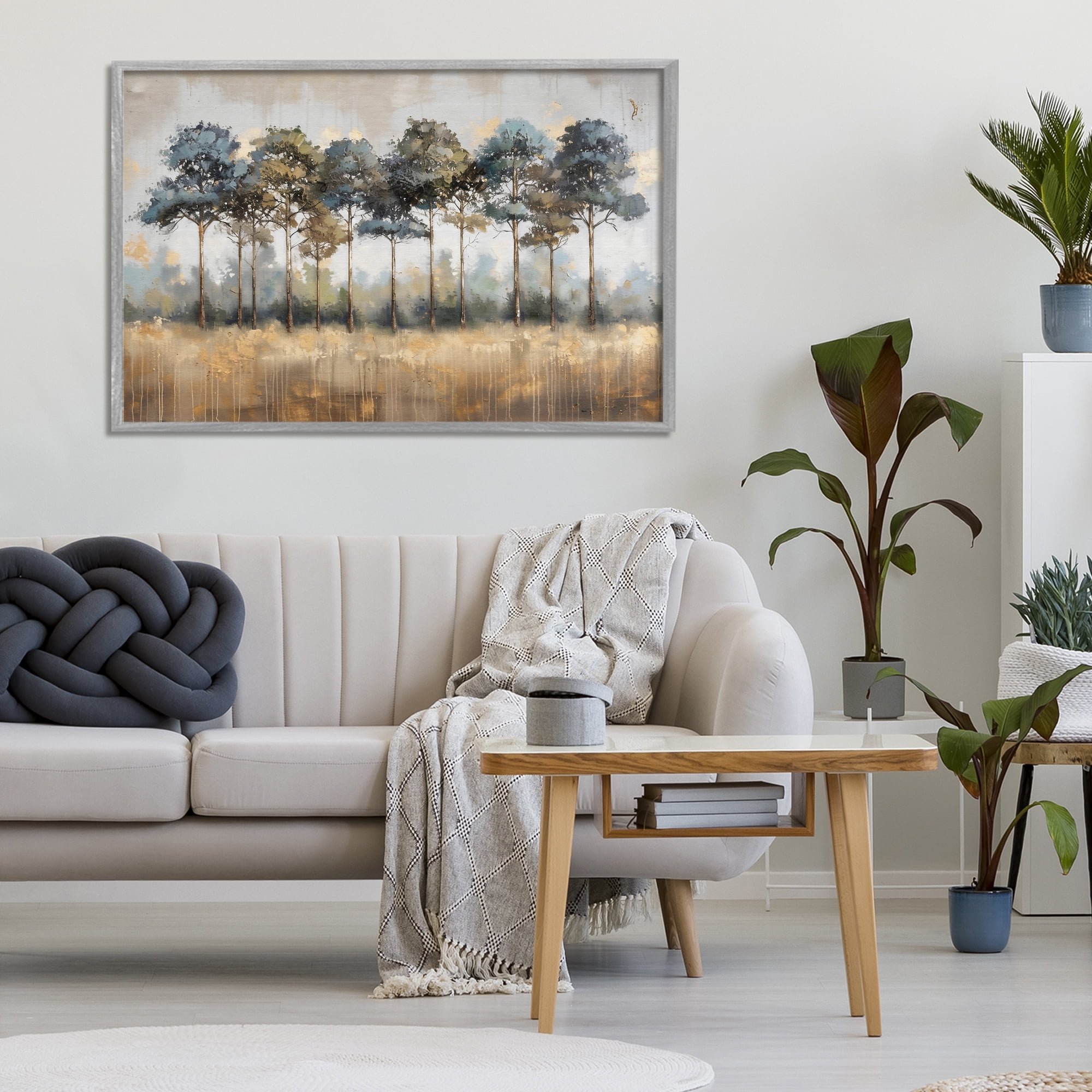 Stupell Industries Green & Blue Forest Grove Gray Framed Giclee Art, design by Creative Studio
