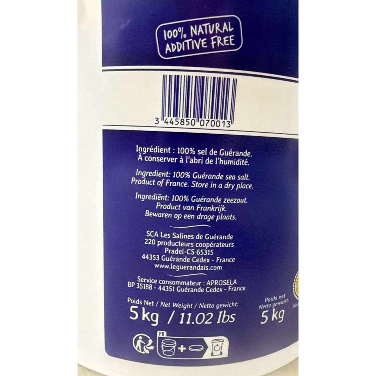 Grey Sea Salt From Guerande - Fine - 1 pail - 11 lbs