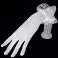 thumbnail image 3 of 1 Pair Bridal Gloves Ruffle Cuffs Wrist Length Sheer Breathable Elegant Wedding Clothes Accessories Solid Color See-through Lace Wedding Gloves for Dating,Beige, 3 of 7