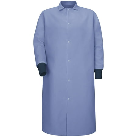 Hand Spun Knit - Unisex Gripper-Front Spun Polyester Pocketless Butcher Coat with Knit Cuffs
