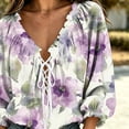 thumbnail image 5 of Kezqiaxn 3/4 Length Sleeve Womens Tops Fashion Floral V-Neck Loose Casual Shirts Plus Size Blouses for Women Summer Clothes, 5 of 8