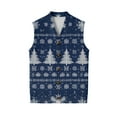 thumbnail image 6 of Resicozy Mens Christmas Vest Xmas Print V Neck Holiday Tree Snowflake Fashion Vest Party Winter Tops Blue 3XL, 6 of 7