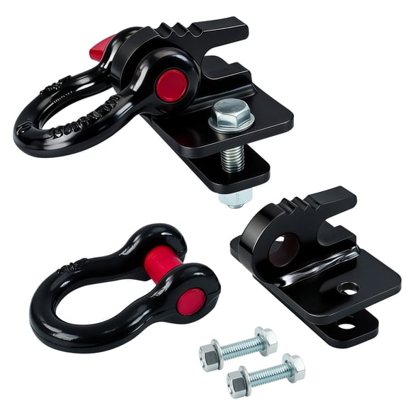 3/8" Tractor Bucket Hooks, Bolt on Tractor Hooks, Tractor Hooks for Bucket, Shackle Mounting Bracket with Back Plate, Suitable for Tractors, Loaders, Trailers, RVs, 2-Pcs