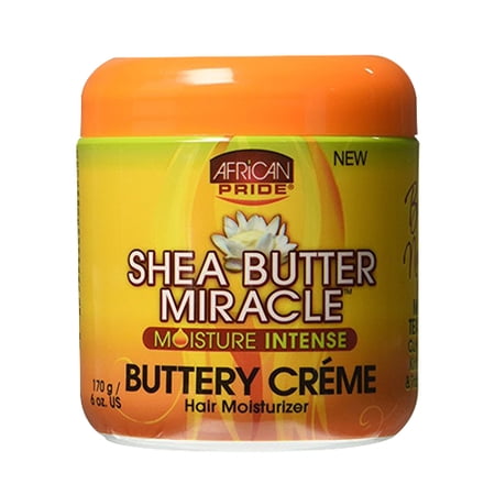 African Pride Shea Miracle Moisture Intense Buttery Leave In Cream Hair Moisturizer for Wavy, Curly, Coily Hair with Shea Butter, 6 oz.