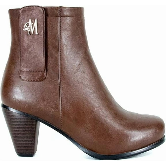 Llynda More Women's 'More Light' Faux Leather Comfortable Mid Heel Ankle Boot (Brown, 8 )