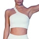thumbnail image 2 of Soidarity Trajes de ejercicio de 2 piezas Sujetadores Pantalones cortos de cintura alta con tops cortos de un hombro Uniforme atlético Sujetador blanco/S, 2 of 6