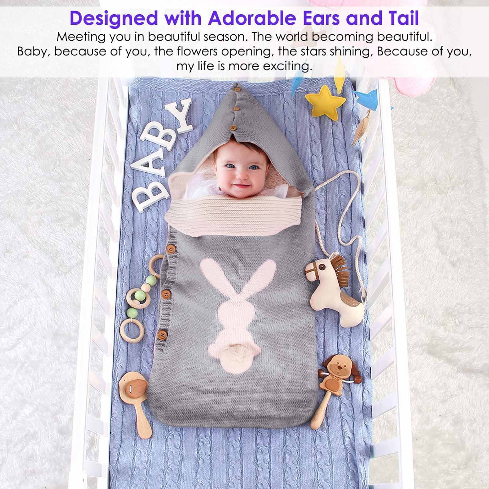 Xzngl Newborn Baby Girl Gifts Newborn Baby Blanket Wrapped Baby Plus Velvet Sleeping Bag Thick Knitted Warm Sleeping Bag Woolen Stroller Sleeping Bag