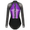 thumbnail image 3 of Alvivi Women's Long Sleeve Gymnastics Leotard Acrobatics Performer Costume Ballet Dance Bodysuit Purple L, 3 of 7