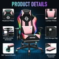 thumbnail image 4 of Hoffree LED Gaming Chair for Kids 8-14 Gaming Chairs for Teens with Adjustable Headrest and Lumbar Support Ergonomic PU Leather Kids Gaming Chair with Led Lights, 4 of 9