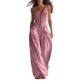 thumbnail image 3 of Sentmoon Jumper Sleeveless V Neck Women Rompers Summer Button Down Regular Fit Womens Rompers and Jumpsuits for Daily and Commute S-2XL, 3 of 8