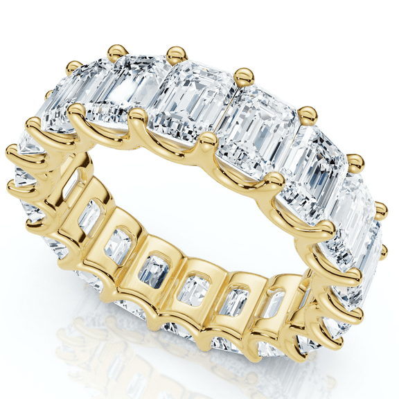 Pompeii 11 1/2Ct Emerald Cut Diamond Eternity Ring Gold or Platinum Band Lab Grown