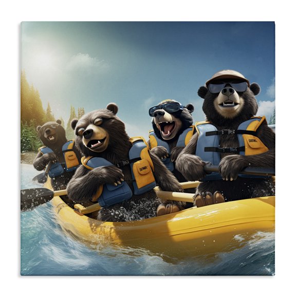 Stupell Industries Eclectic Funny Kayaking Bears Canvas Art, 17 x 17, by Jim Baldwin